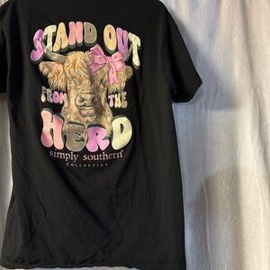 Simply Southern Black Tee with Pink and Cream Accents